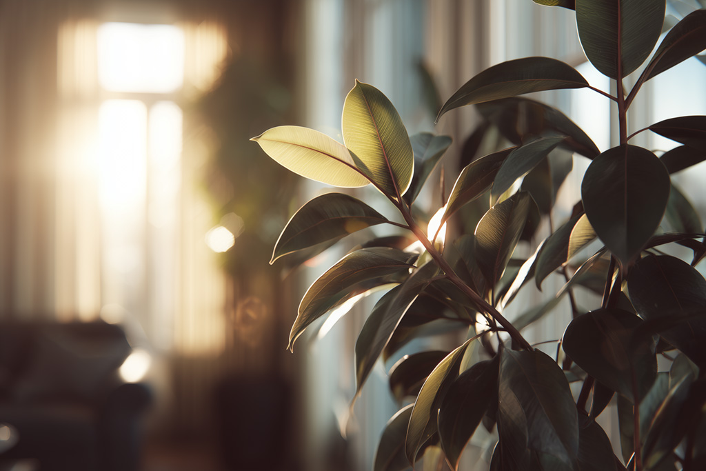 Ficus Elastica dettaglio foglie